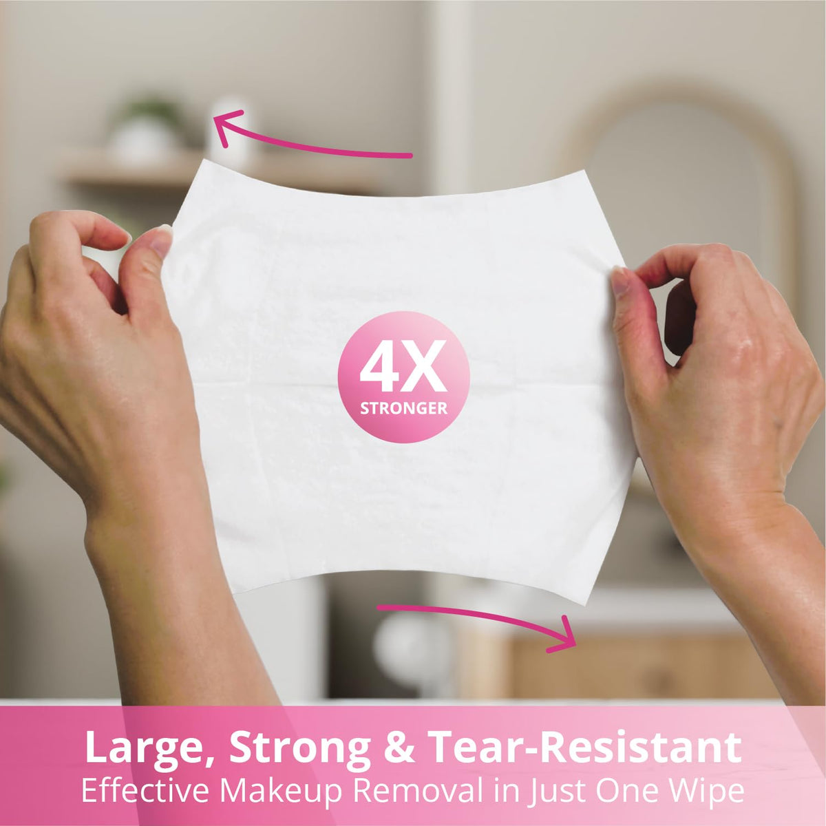 Air Jungles wipe removing mascara near eye demonstrating gentle, non-irritating removal