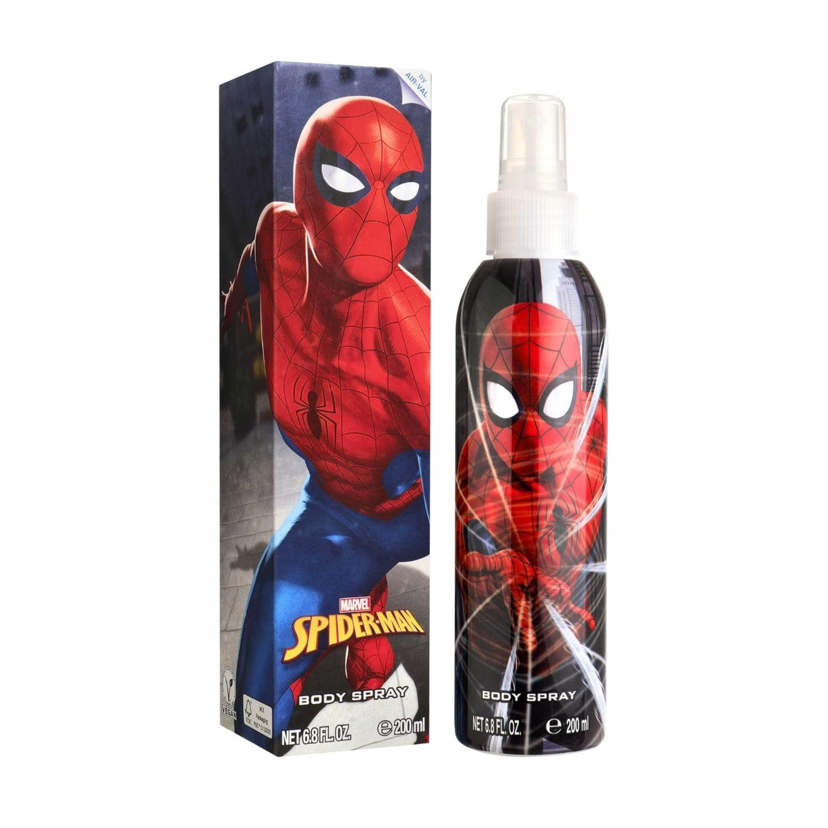 AIR-VAL INTERNATIONAL Spider-Man front packaging showing colorful bottle and hero design for playful appeal
