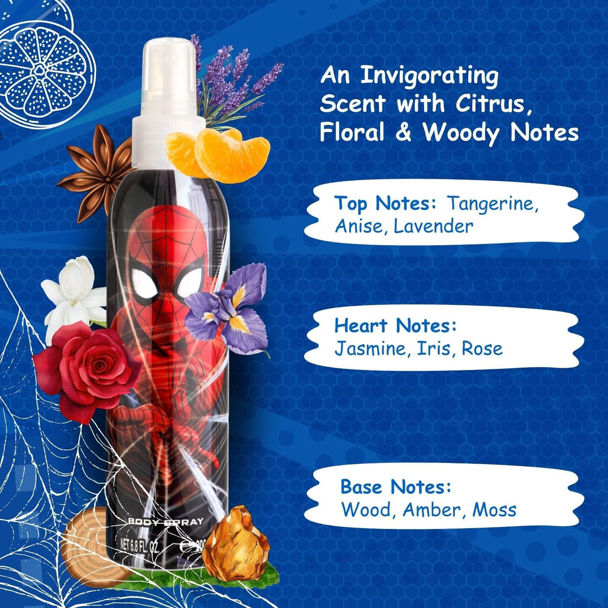 AIR-VAL INTERNATIONAL Spider-Man spray mist texture demonstrating lightweight, refreshing application benefit