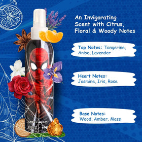 AIR-VAL INTERNATIONAL Spider-Man spray mist texture demonstrating lightweight, refreshing application benefit