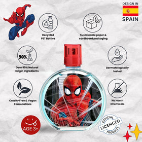 AIR-VAL Spiderman bottle close-up highlighting glass texture and cap details