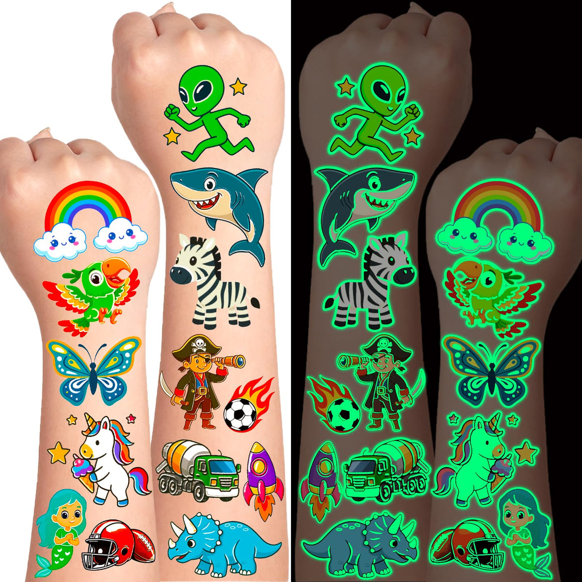 AIRNOGO front packaging showing 36 sheets and 350 plus tattoos, perfect party supply