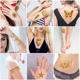 AIRNOGO detailed mandala and butterfly tattoos emphasizing variety and decorative impact