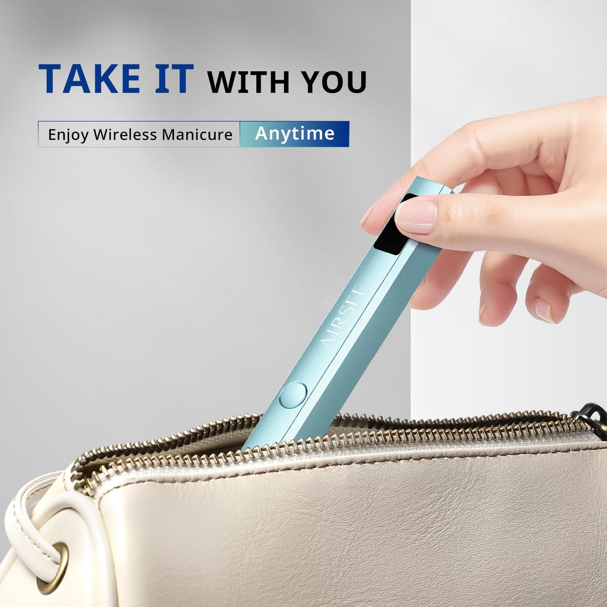 AIRSEE battery and USB port detail indicating rechargeable convenience