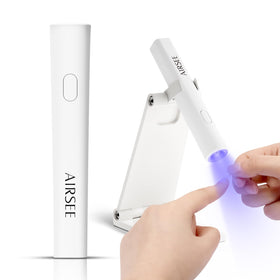 AIRSEE front view compact UV lamp showing controls and stand for fast curing