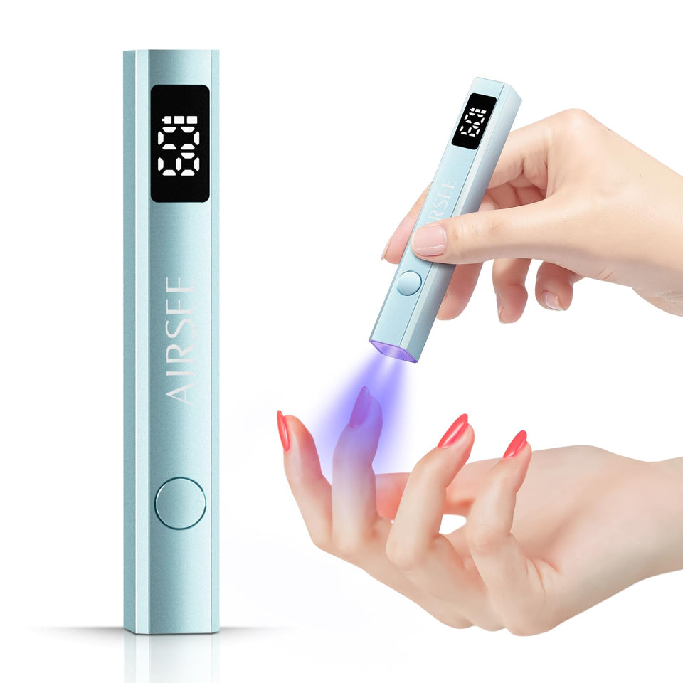 AIRSEE front view mint green showing compact handheld design and quick cure benefit