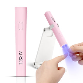 AIRSEE pink front view of lamp showing compact portable design and quick cures