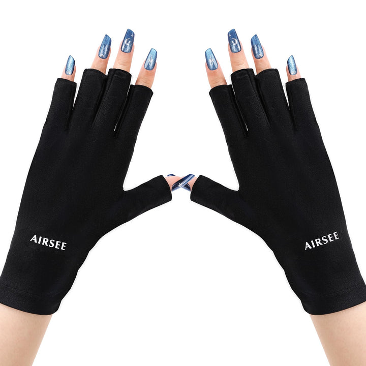 AIRSEE gloves front view showing full coverage and sleek black look