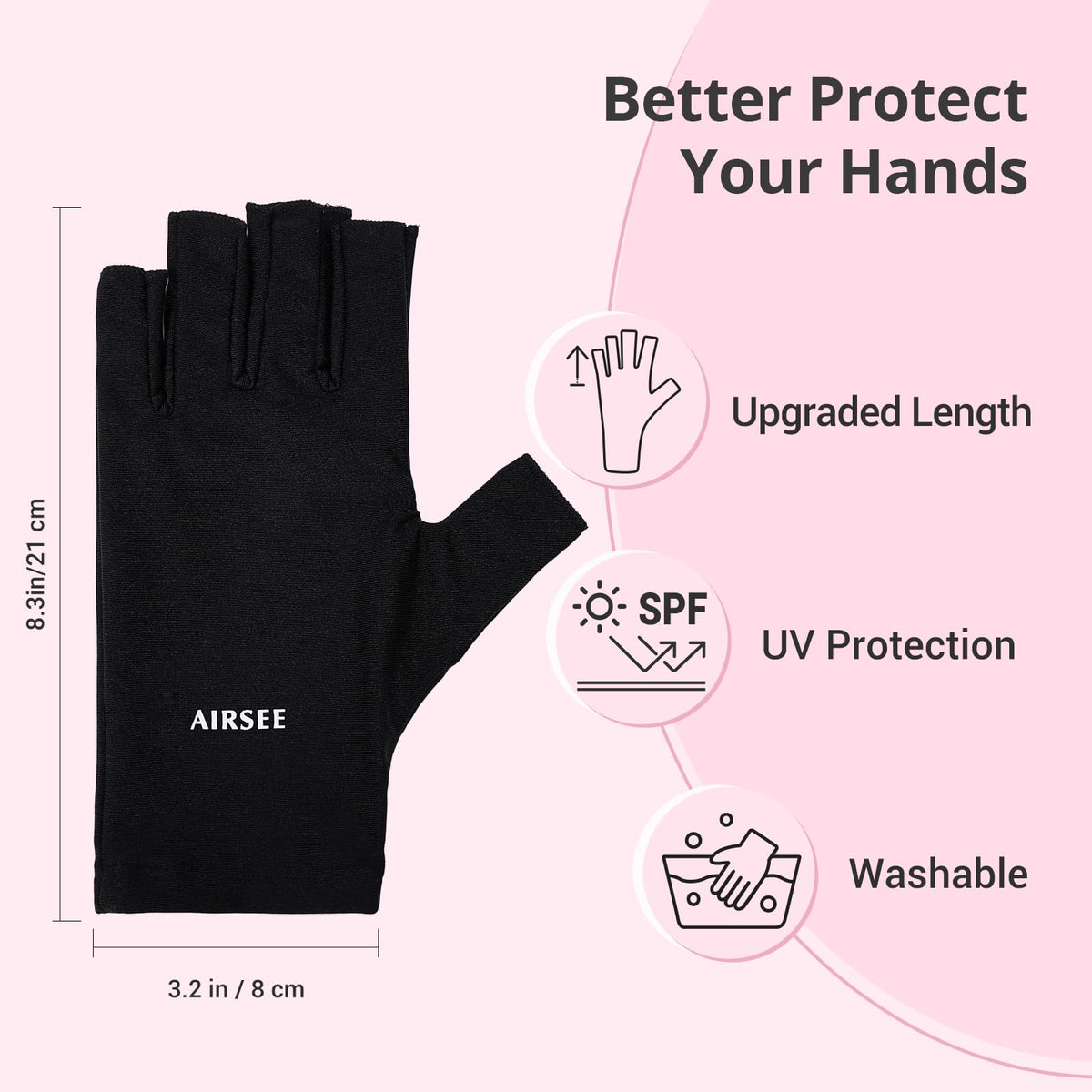 AIRSEE glove on hand next to ruler showing fit and scale