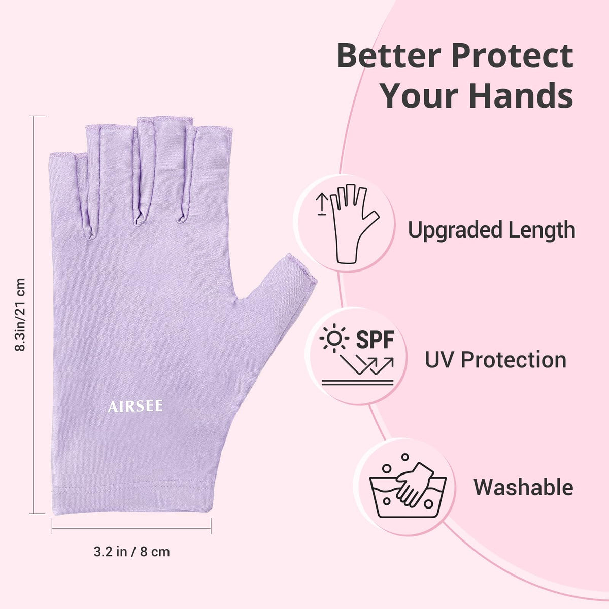 AIRSEE glove on hand for scale showing snug fit and dexterity benefit