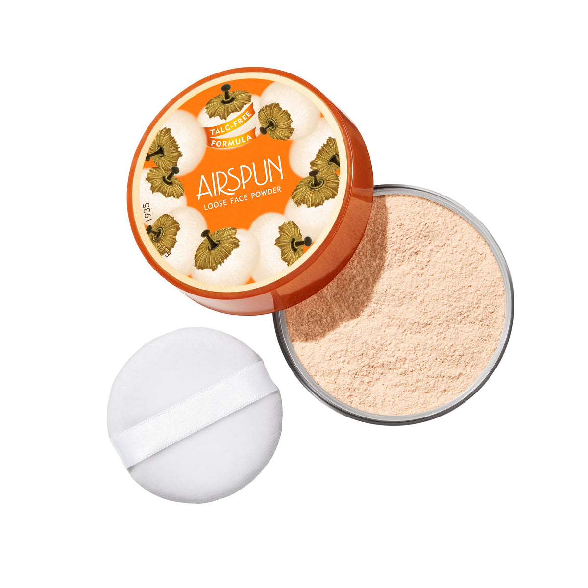 Airspun open jars revealing cloudlike powder for soft, lightweight coverage