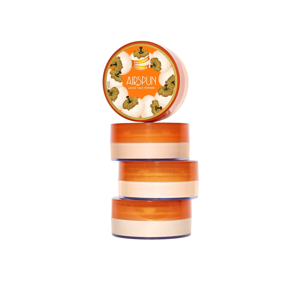 Airspun next to coin indicating compact size and travel-friendly benefit