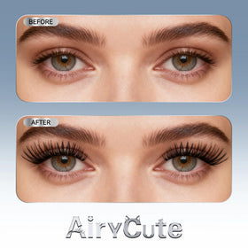 AiryCute before and after lashes demonstrating dramatic lift benefit