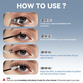 Clear-drying finish on lashes after AiryCute Seal application, shows no visible residue benefit