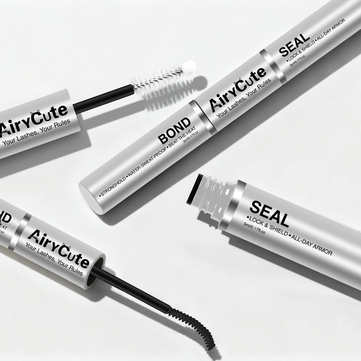 Ingredients label showing 'latex-free' on AiryCute packaging, reassures sensitive-eye users