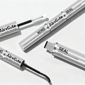 Ingredients label showing 'latex-free' on AiryCute packaging, reassures sensitive-eye users