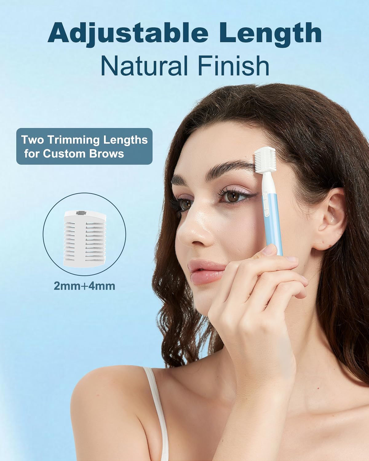 aisleek trimmer in use on eyebrows for neat shaping