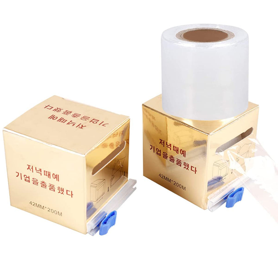 AIYUENCICI front packaging showing two transparent cling film rolls and compact box for organized storage