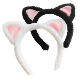 ajdvart front view of two cat ears headbands showing plush finish and color benefits