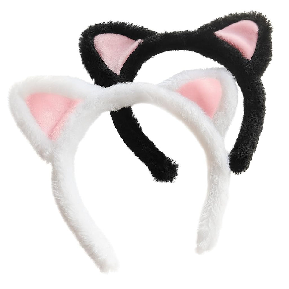 ajdvart front view of two cat ears headbands showing plush finish and color benefits