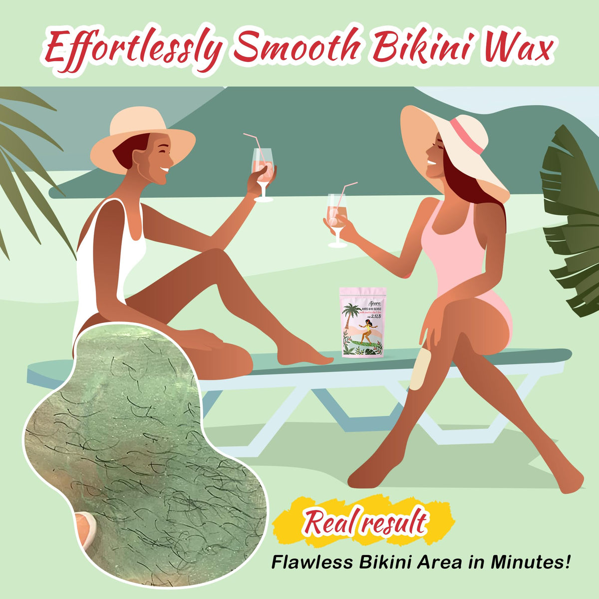 applying Ajoura wax on bikini area illustrating gentle hair removal for sensitive skin