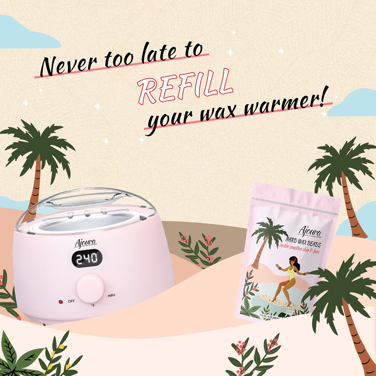 Ajoura wax kit in bathroom lifestyle scene for home salon convenience