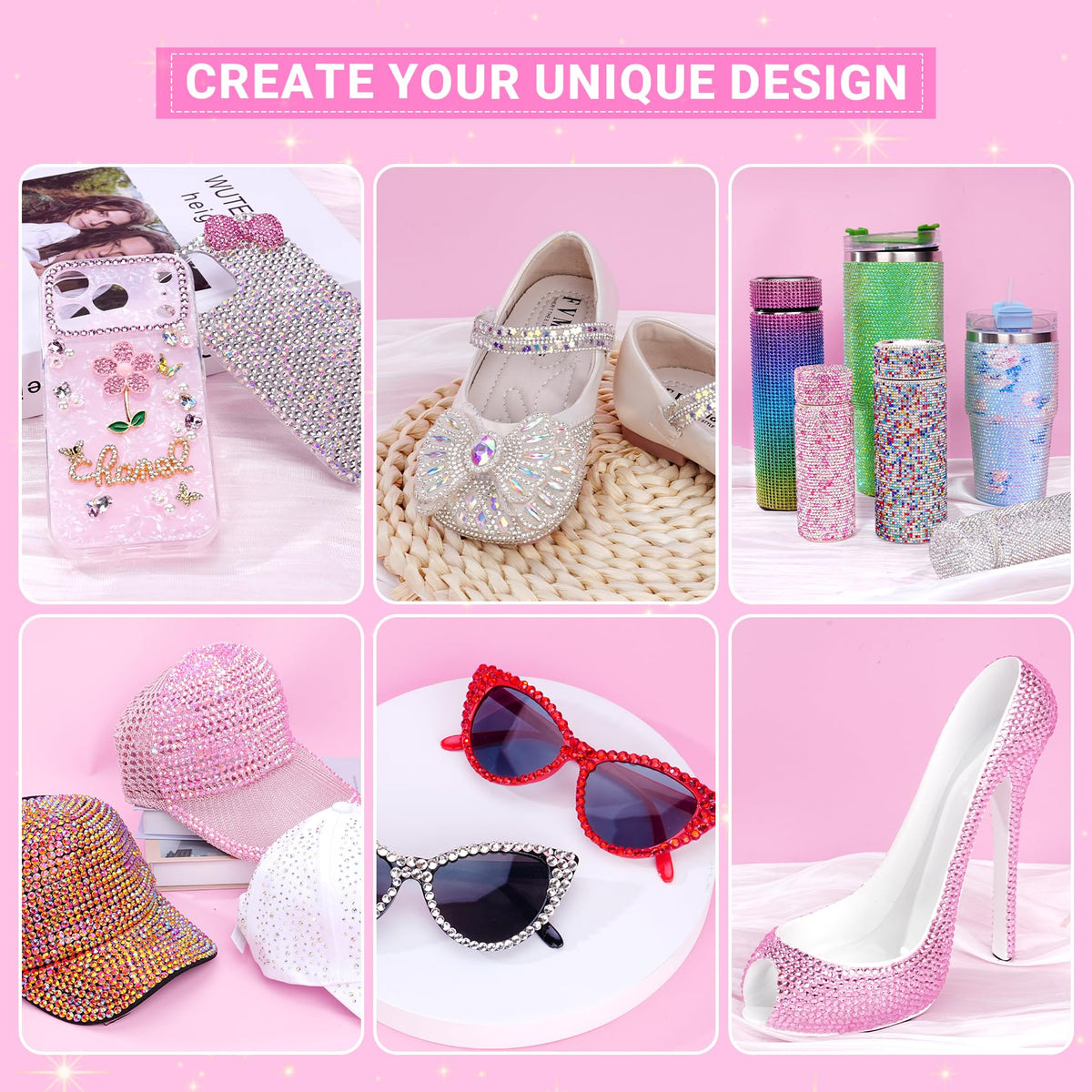 AkiliBIELY decorated shoe with rhinestones demonstrating eye-catching embellishment