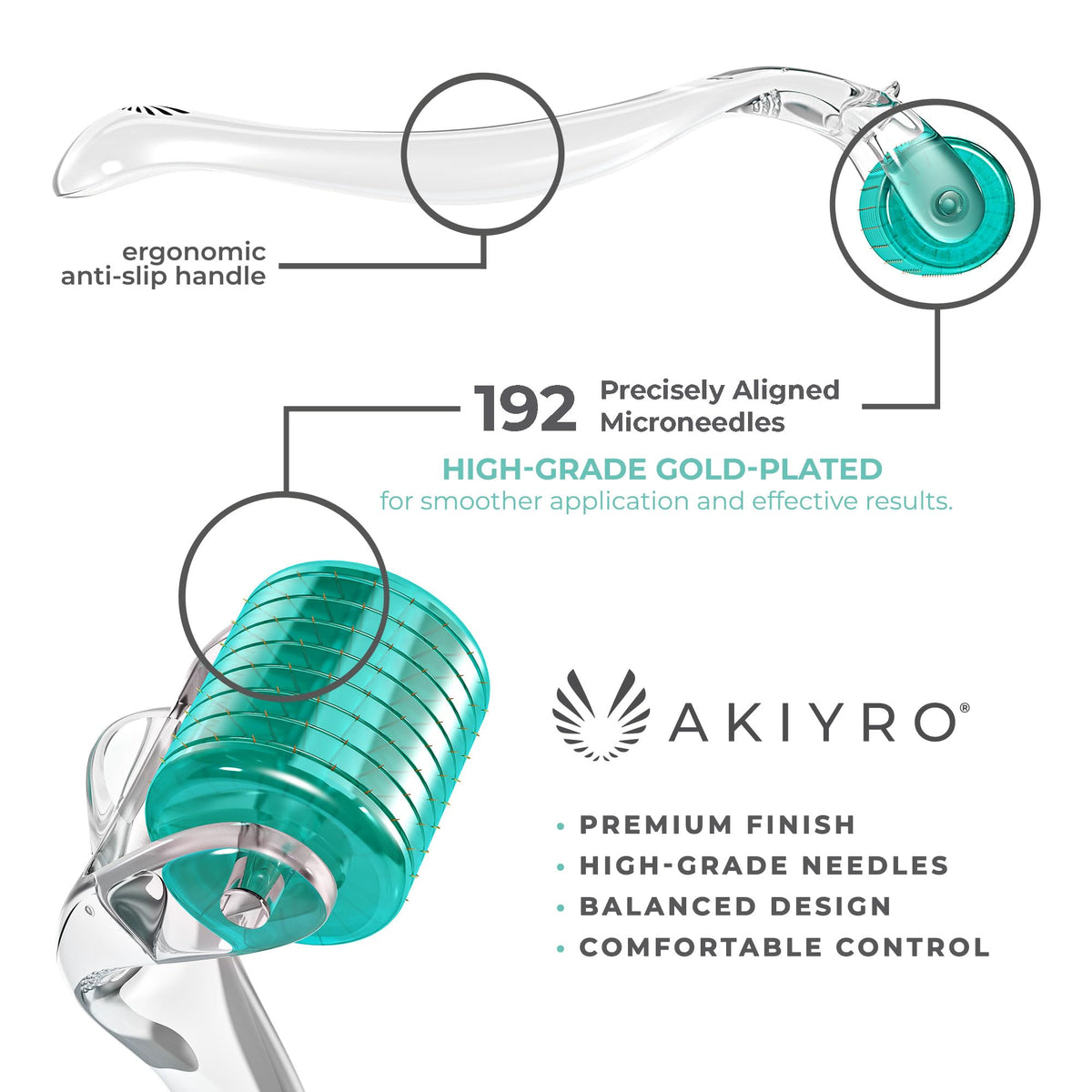 AKIYRO roller held in hand to show scale and portability for at-home routines