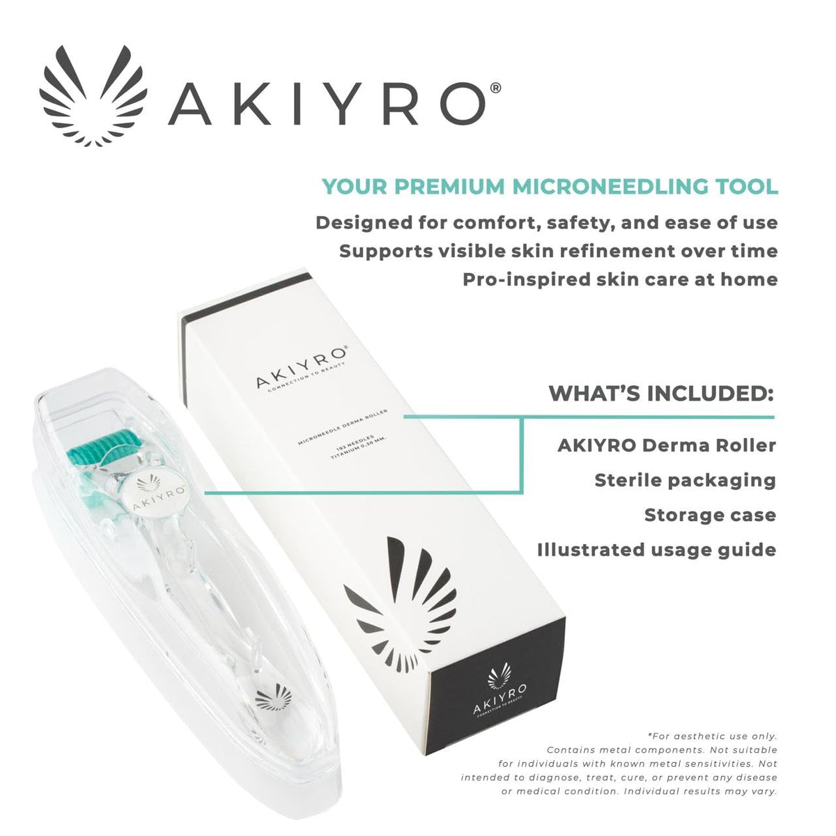 AKIYRO roller being used on face demonstrating gentle application for better absorption