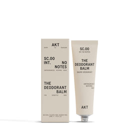 AKT deodorant balm front packaging showing tube and branding, highlighting award-winning design