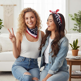 AKTVSHOW bandana worn in crowd at Fourth of July fireworks adding festive flair