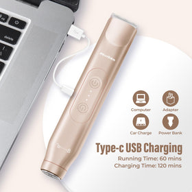 Akunbem trimmer being used on underarm area for discreet, comfortable hair removal