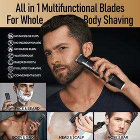 Akunbem ceramic blade detail demonstrating hypoallergenic gentle-cut benefit