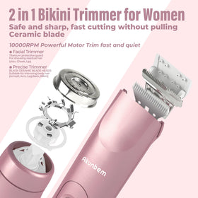 Akunbem dual head closeup highlighting two cutting zones for versatile grooming