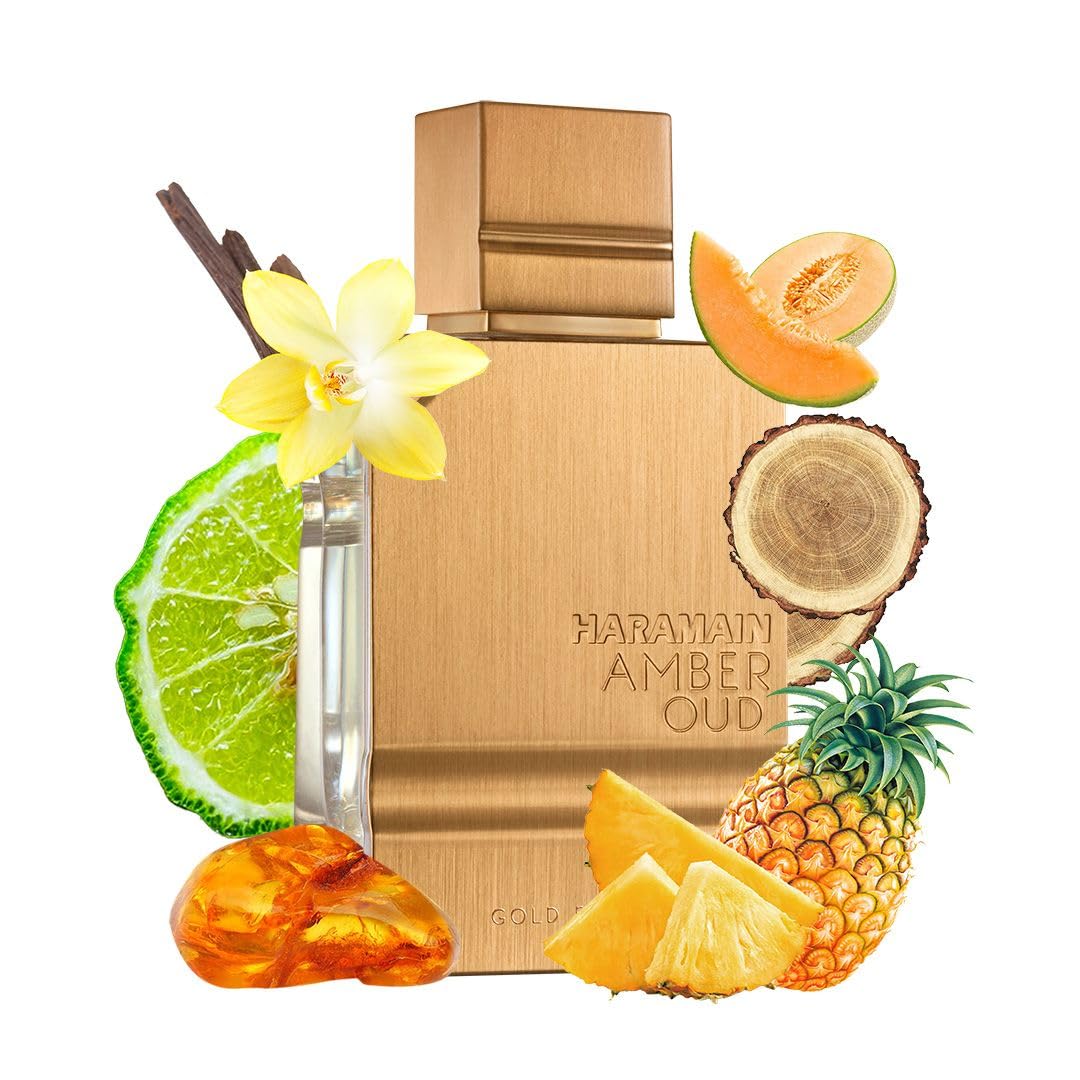 Al Haramain bottle next to box highlighting full 6.8 oz set benefit: gift-ready packaging