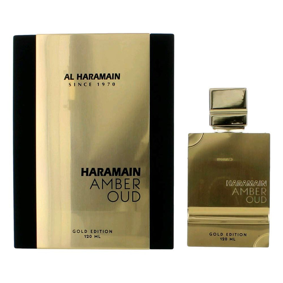 Al Haramain Amber Oud Gold Edition front box and bottle, premium gift-ready presentation