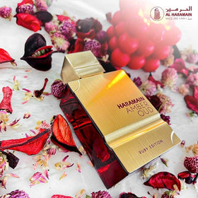 Al Haramain close-up of glass texture conveying premium craftsmanship