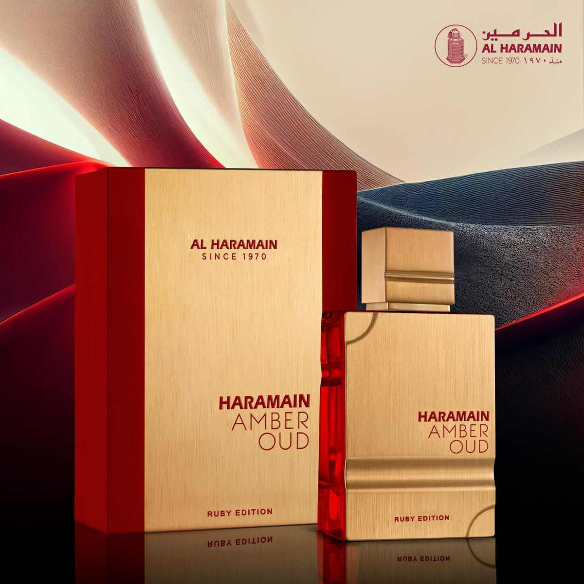 Al Haramain flatlay of saffron jasmine cedar and ambergris ingredients