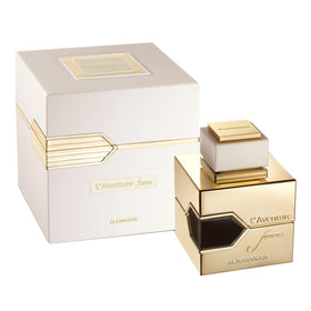 Al Haramain L'aventure Femme box back showing ingredient panel and dimensions, useful for informed purchase
