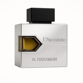 Al Haramain L'aventure front bottle showing elegant design and long-lasting scent