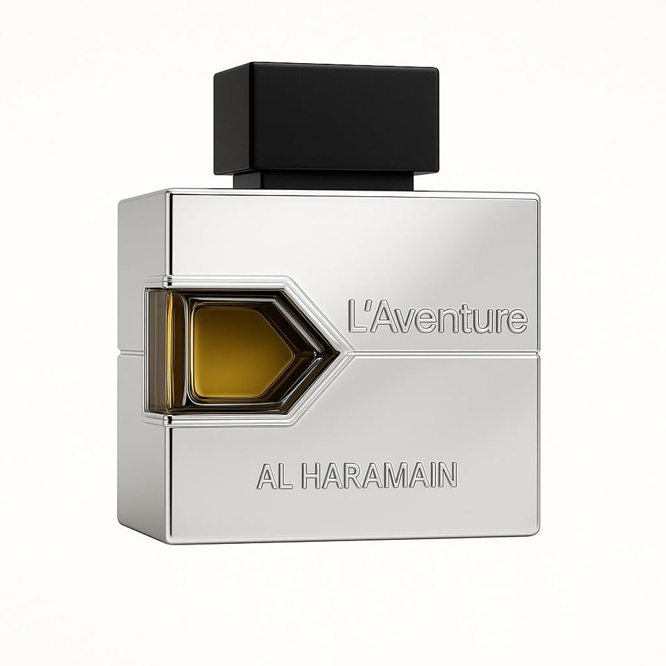 Al Haramain L'aventure front bottle showing elegant design and long-lasting scent