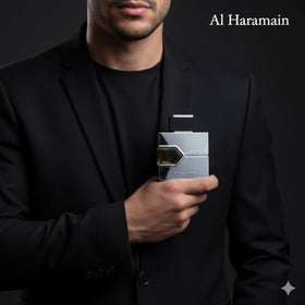 Al Haramain L'aventure spray in hand demonstrating easy application and portability