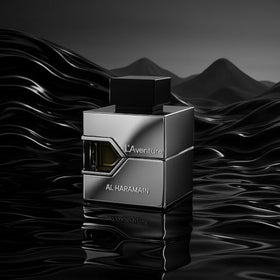 Al Haramain bottle on wooden table lifestyle shot suggesting everyday versatility