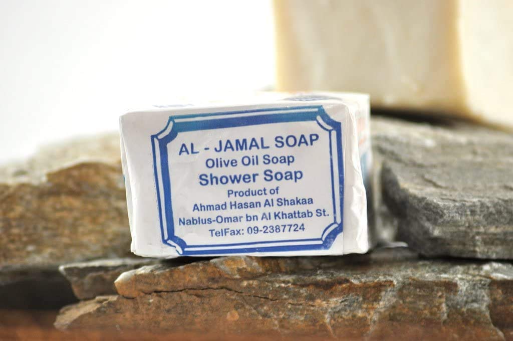 Al-Jamal label detail showing Nablus origin and traditional craftsmanship