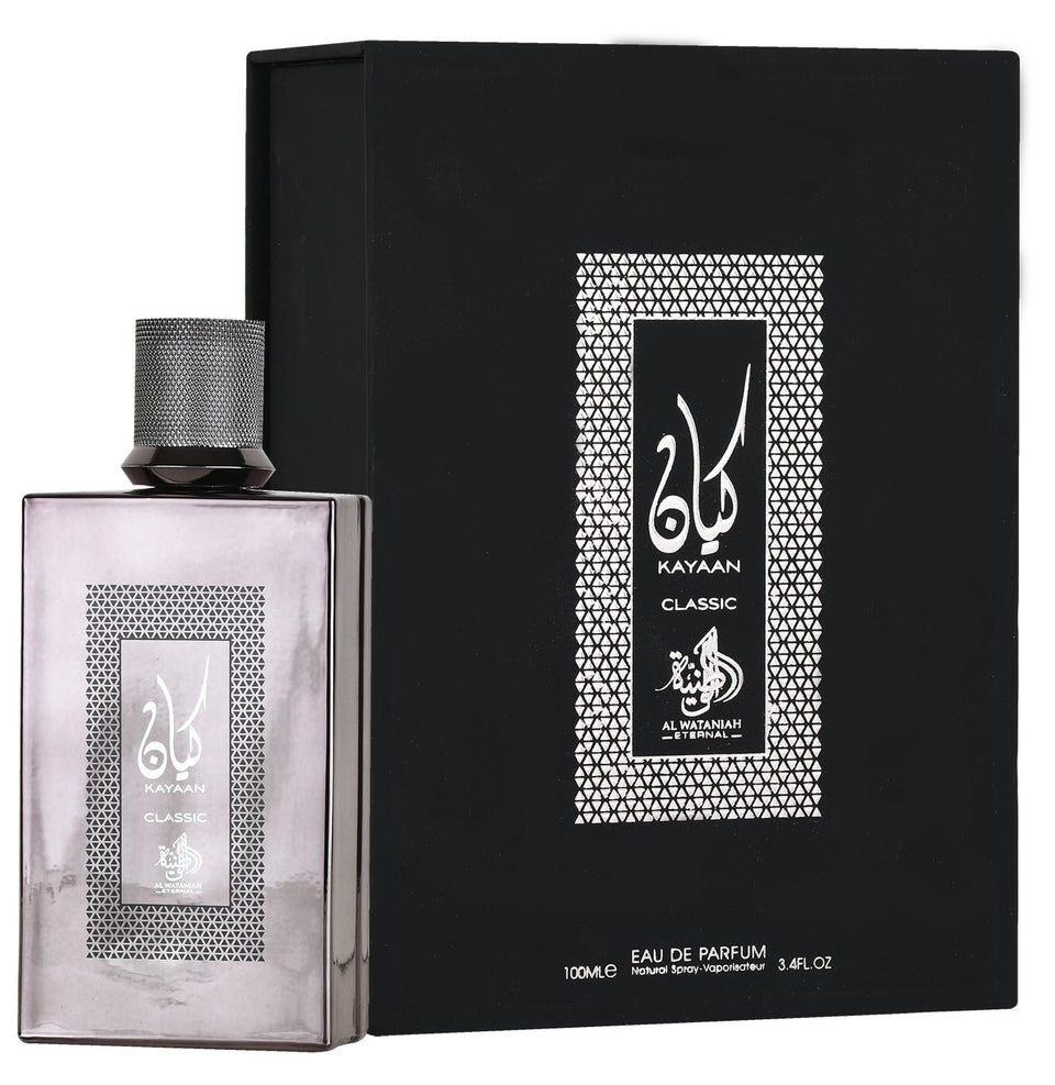 Al Wataniah Kayaan Classic front bottle showing elegant label and portability benefit