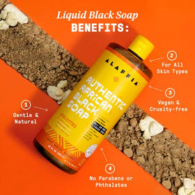 Alaffia bottle label detail with shea butter emphasis for softness