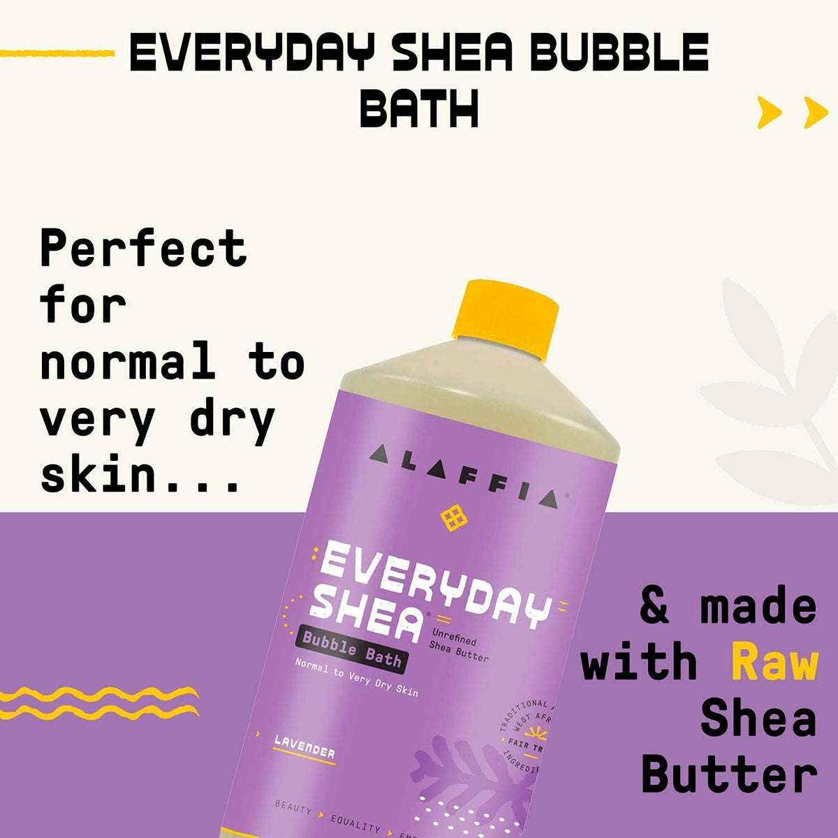 Alaffia being poured into bathtub to create calming lavender soak and hydration