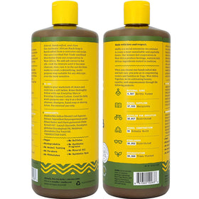 Alaffia close up label eucalyptus tea tree highlights natural ingredients benefit