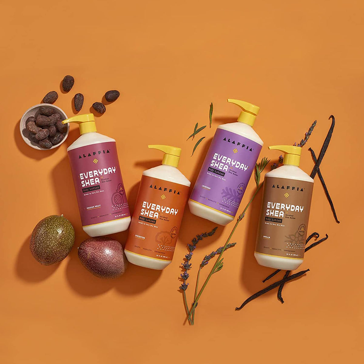 Alaffia ingredient label highlighting fair-trade and clean formula