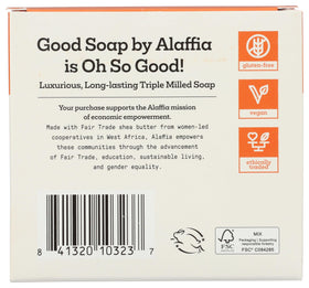 Close-up single Alaffia bar showing smooth texture and gentle feel